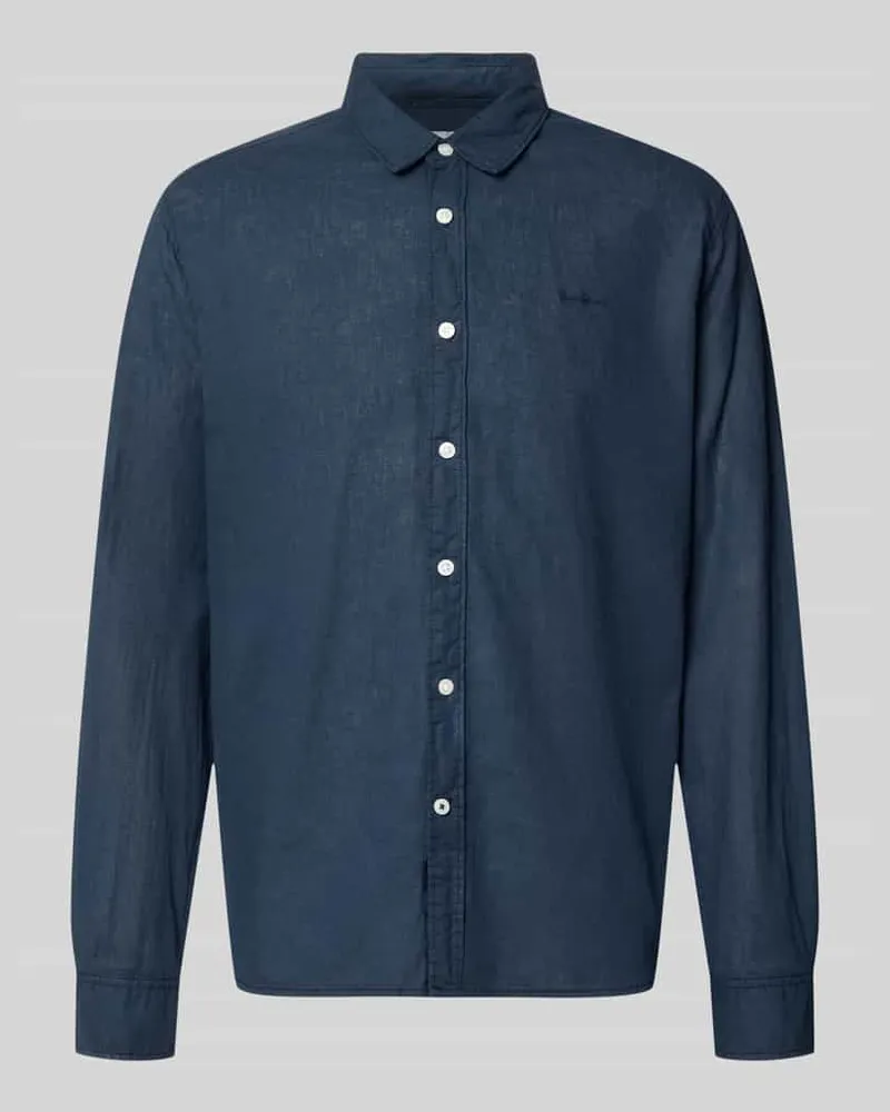 Pepe Jeans Regular Fit Freizeithemd aus Leinen-Baumwoll-Mix Modell 'PAYTON Dunkelblau