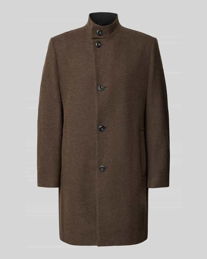 HUGO BOSS Mantel mit Stehkragen Modell 'Mintrax2641 Dunkelbraun