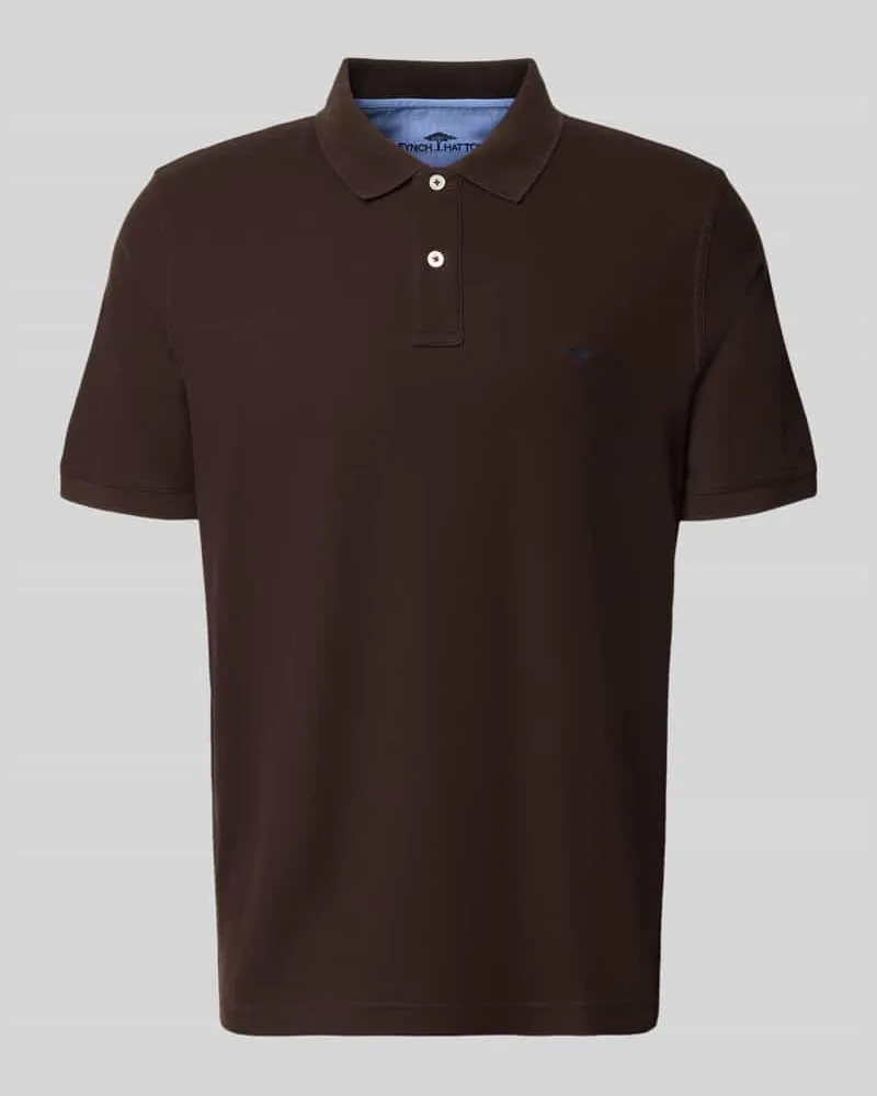 Fynch-Hatton Regular Fit Poloshirt mit Label-Stitching Dunkelbraun