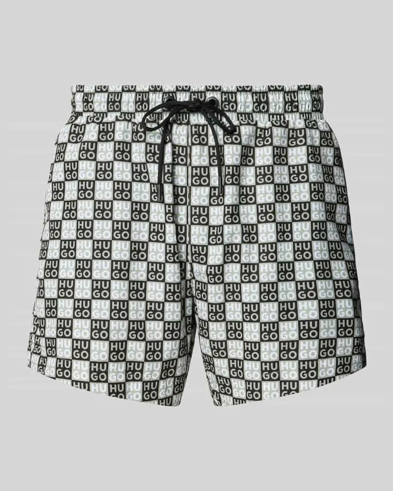 HUGO BOSS Regular Fit Badeshorts mit Label-Prägung Modell 'AARON Khaki