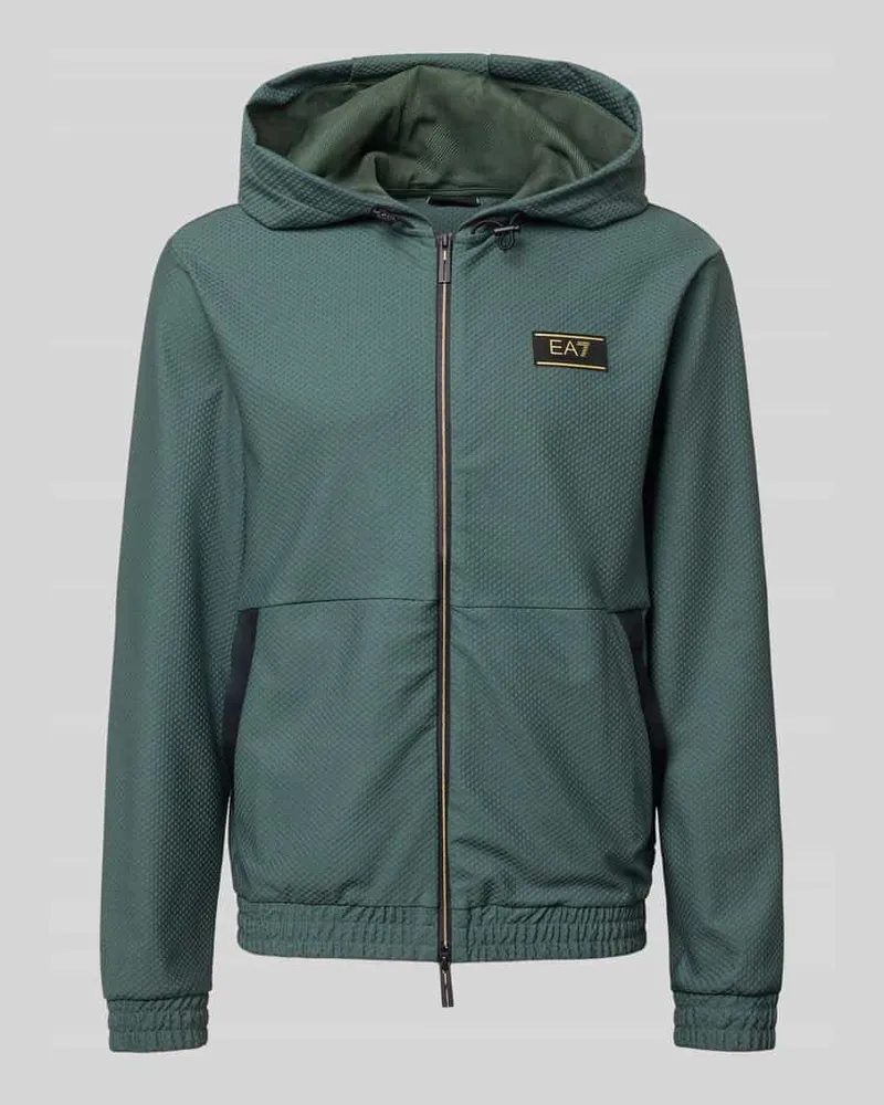EA7 Regular Fit Sweatjacke mit Logo-Patch Gruen