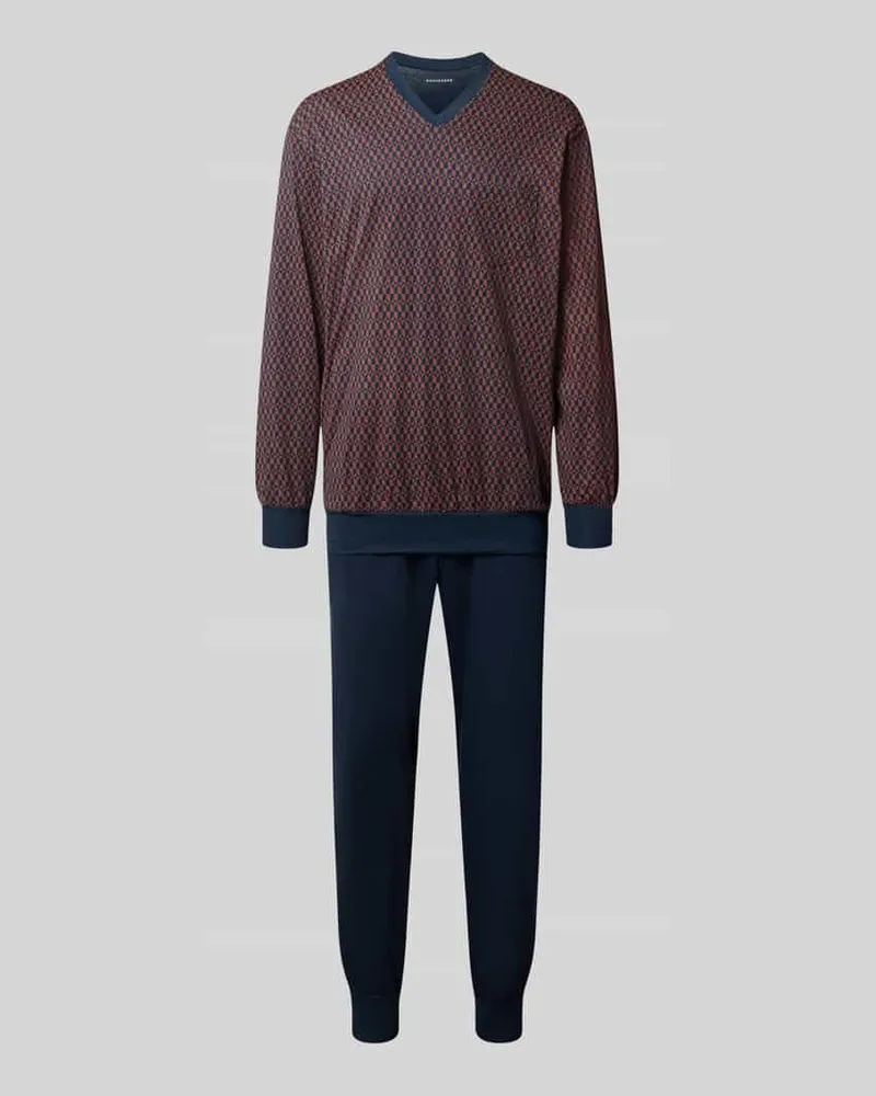 Schiesser Regular Fit Pyjama-Set aus reiner Baumwolle Kupfer