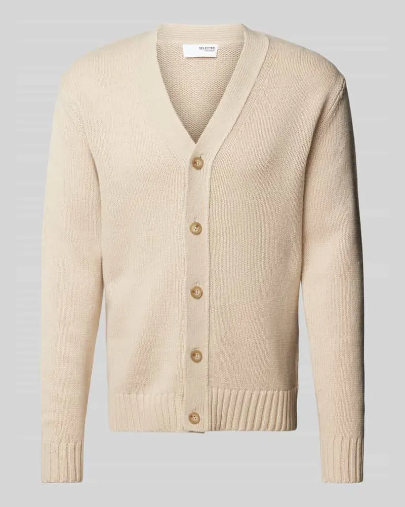Selected Homme Wolljacke mit V-Ausschnitt Modell 'CODY Offwhite