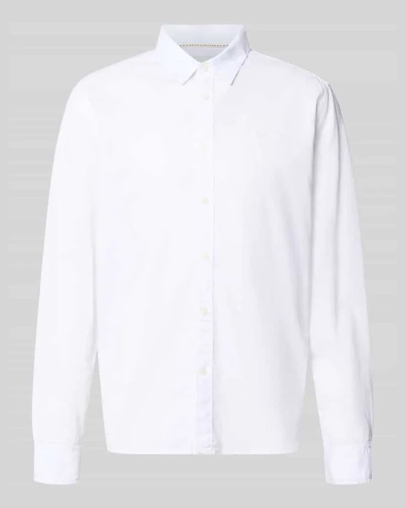 Pepe Jeans Regular Fit Freizeithemd aus Leinen-Baumwoll-Mix Modell 'PAYTON Weiss