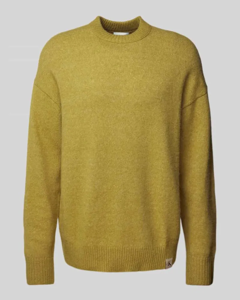 Calvin Klein Strickpullover mit überschnittenen Schultern Oliv