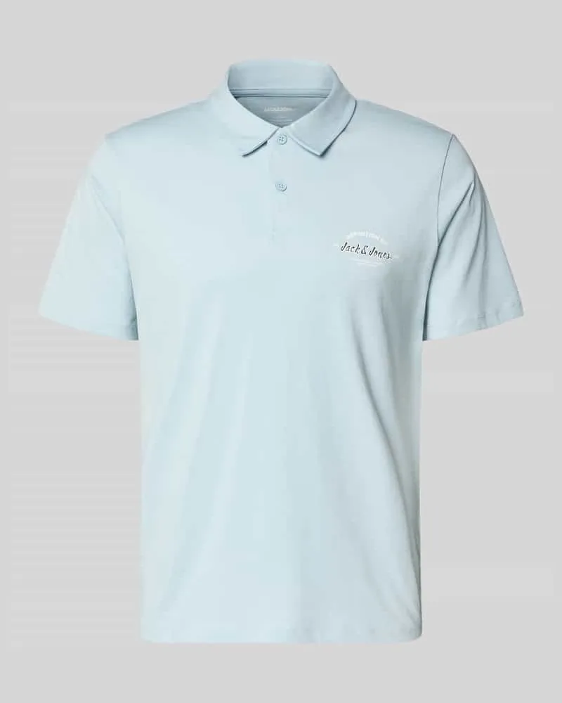 Jack & Jones Poloshirt mit Label-Print Modell 'BRANDON Hellblau