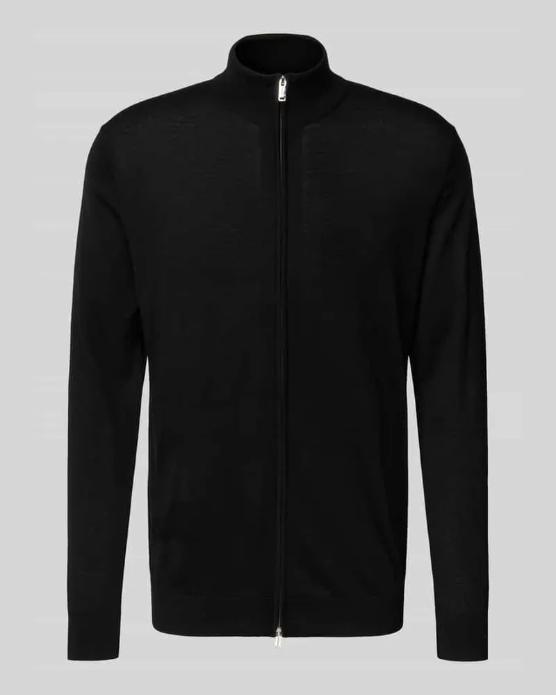 Profuomo Cardigan aus Wolle mit Zweiwege-Reißverschluss Black
