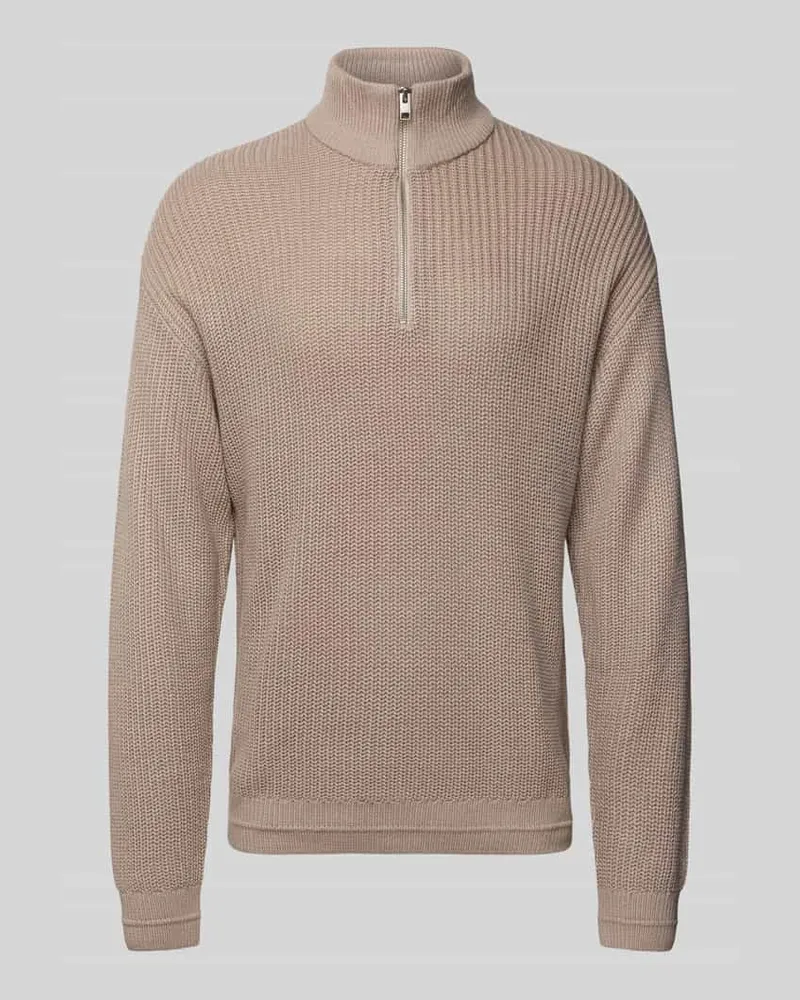 Jack & Jones Strickpullover mit Reißverschluss Modell 'KAITO Offwhite