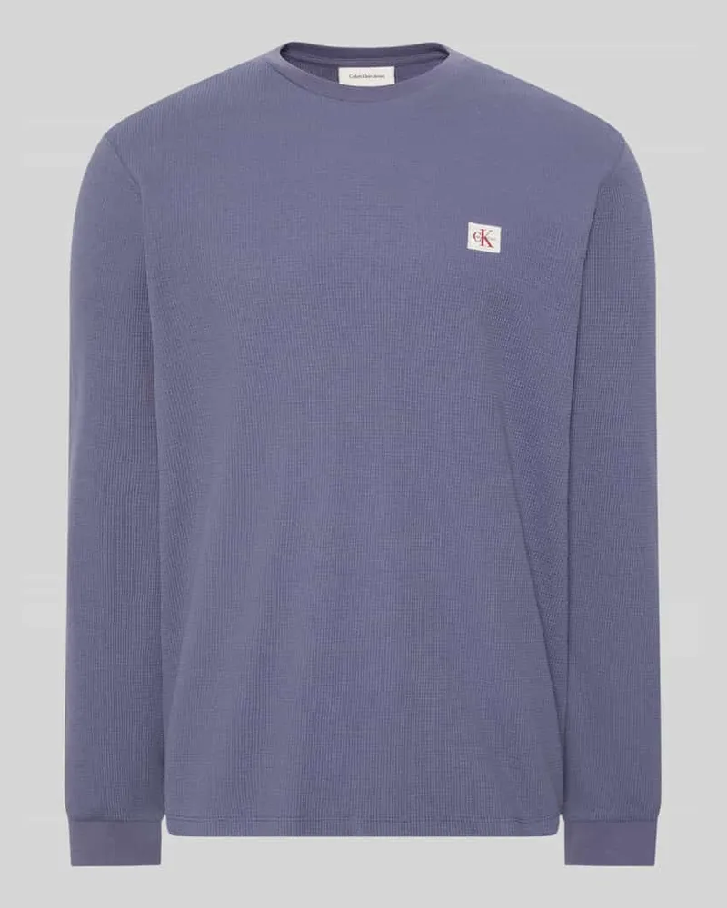 Calvin Klein Regular Fit Langarmshirt aus Baumwoll-Mix Jeansblau