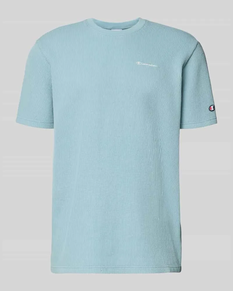Champion T-Shirt mit Strukturmuster und Label-Stitchings Rauchblau