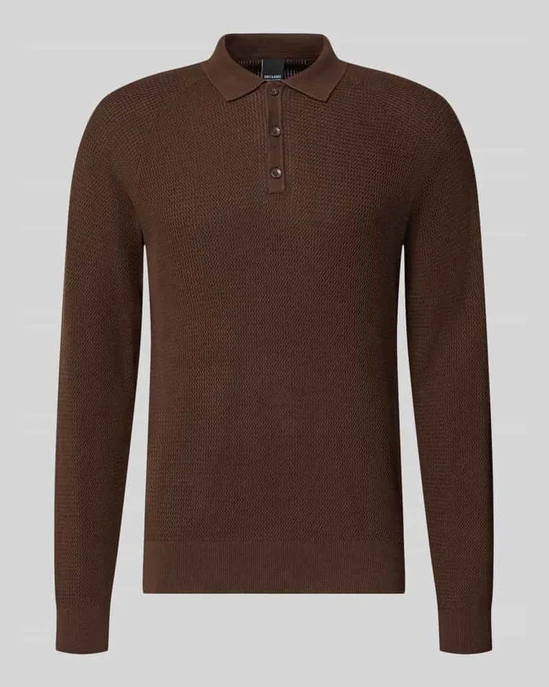 Only & Sons Regular Fit Poloshirt mit Strukturstrickoptik Dunkelbraun