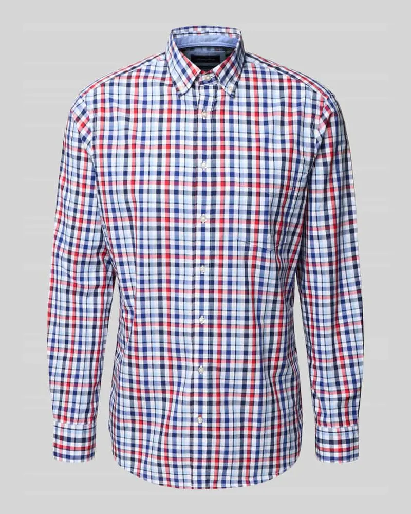 Christian Berg Freizeithemd mit Knopfleiste Rot