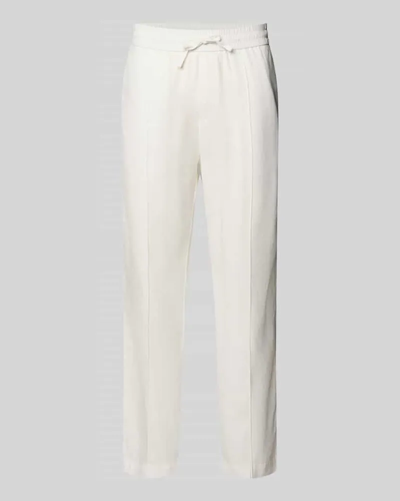 HUGO BOSS Straight Fit Schmale Hose aus Leinen-Lyocell-Mix Modell 'CINO Offwhite
