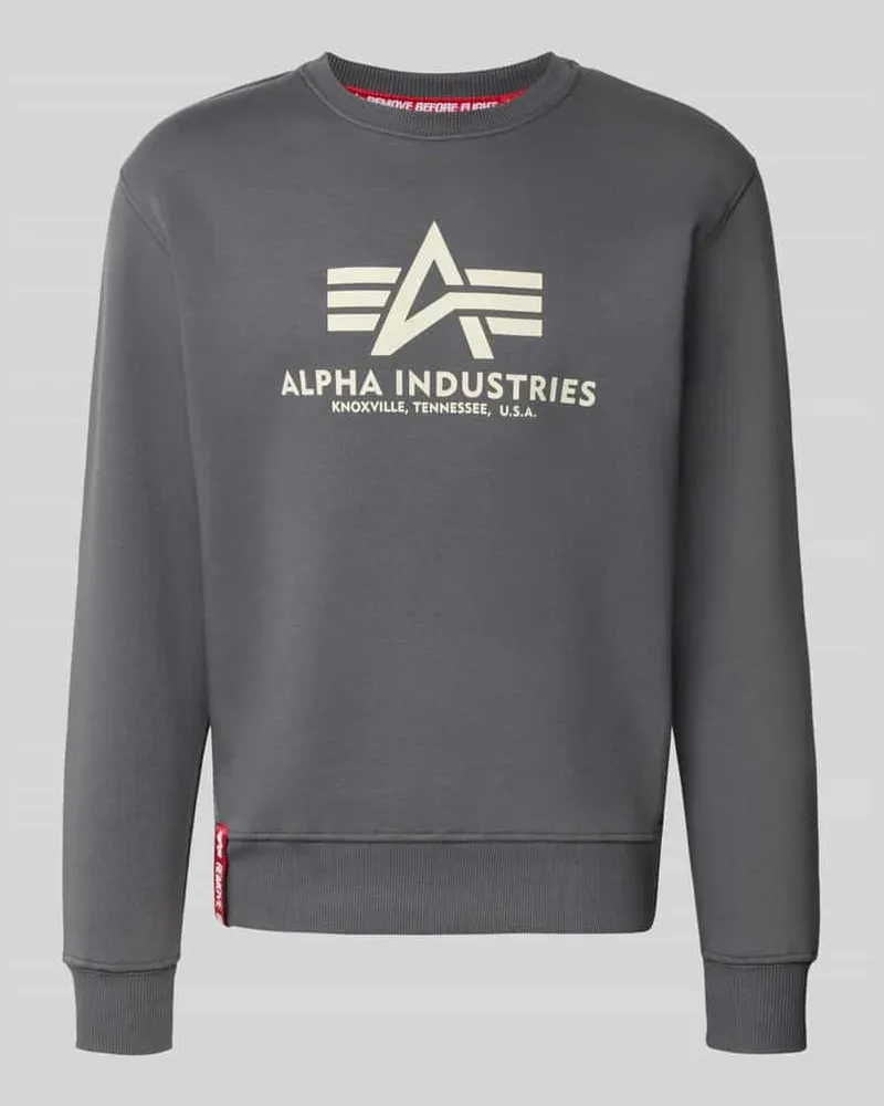 Alpha Industries Regular Fit Sweatshirt aus Baumwoll-Mix mit Logo-Print Dunkelgrau