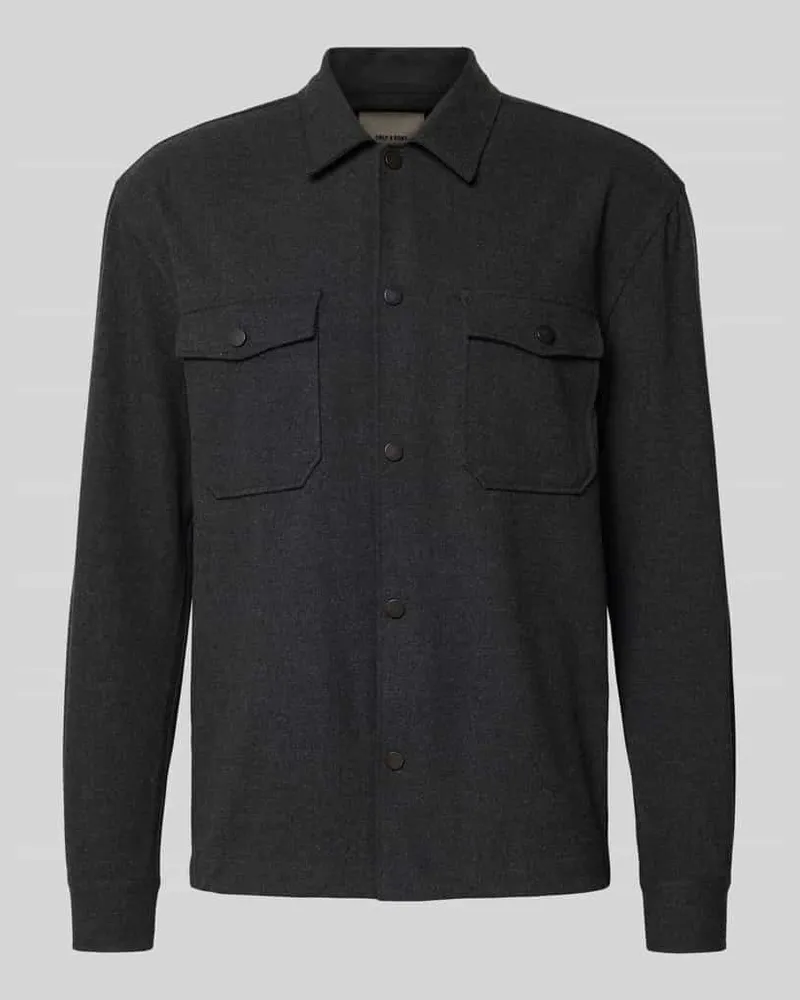 Only & Sons Regular Fit Hemdjacke mit Viskose-Anteil Modell 'MARK Dunkelgrau