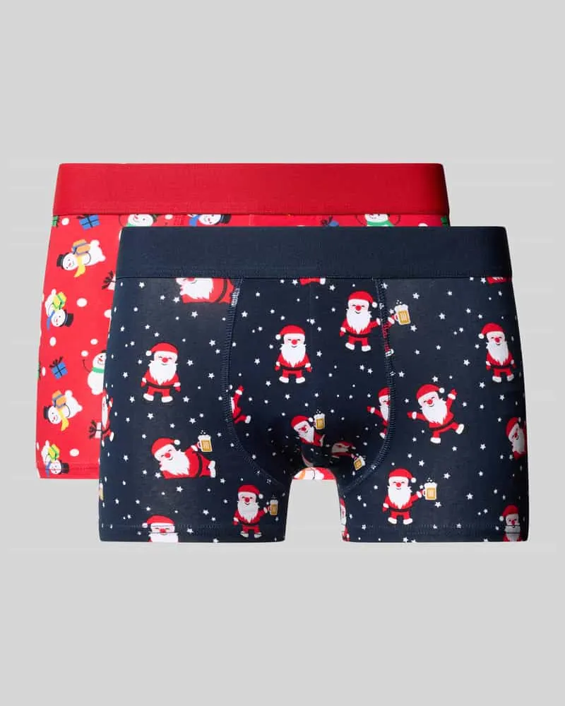 Christian Berg Trunks im Allover-Look im 2er-Pack Rot
