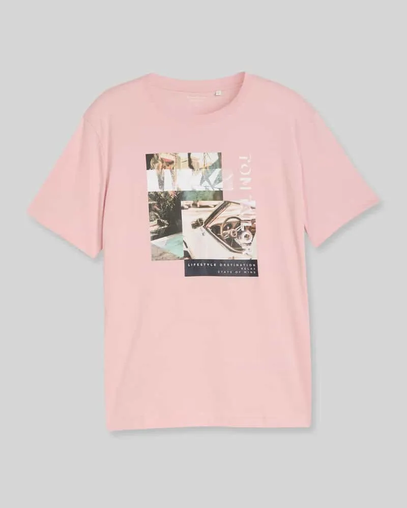 Tom Tailor Regular Fit T-Shirt aus reiner Baumwolle Pink