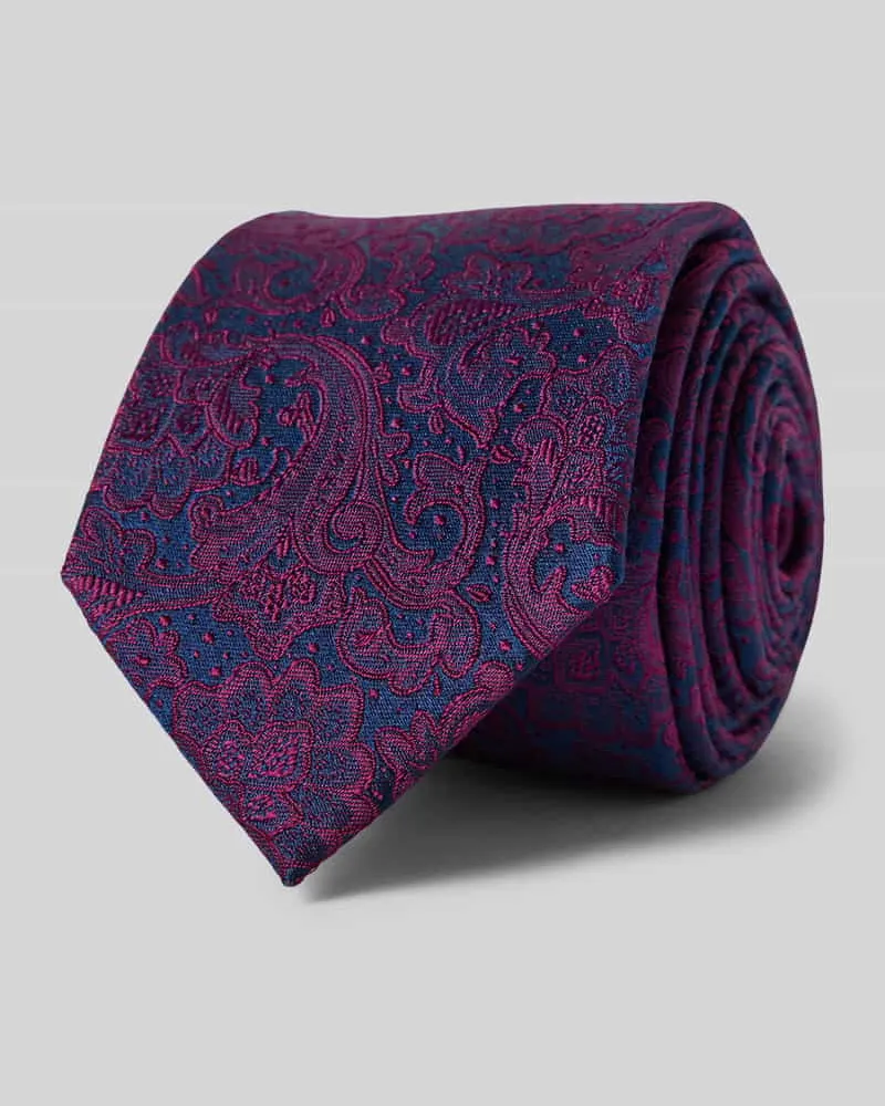 Monti Seidenkrawatte mit Paisley-Muster Aubergine
