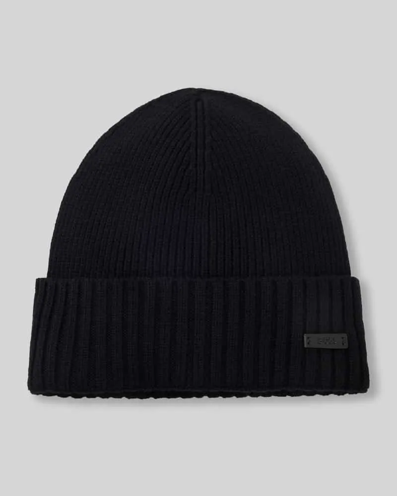 HUGO BOSS Mütze aus Wolle mit Logo-Patch Modell 'Fati Black