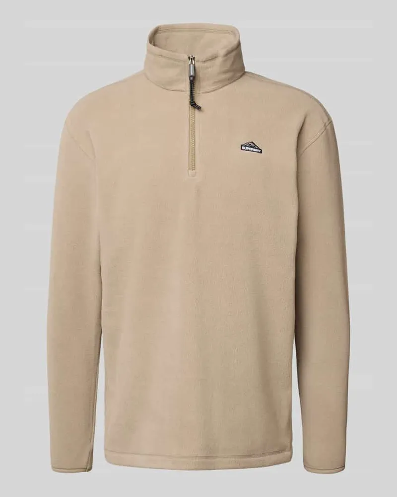 Superdry. Fleecepullover mit Label-Stitching und Stehkragen 