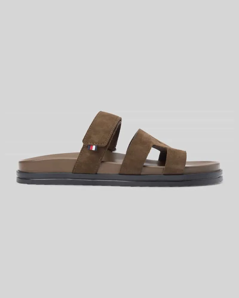 Tommy Hilfiger Sandale aus echtem Veloursleder Mittelbraun