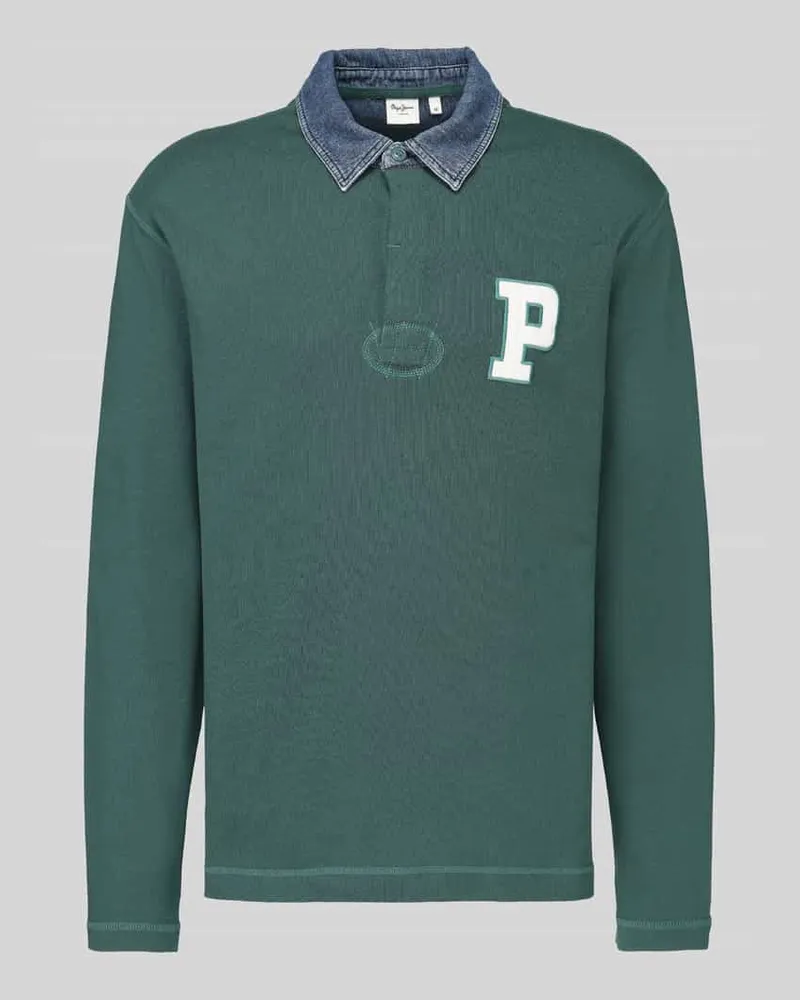 Pepe Jeans Sweatshirt mit Kontrastkragen Modell 'MARLEY Petrol