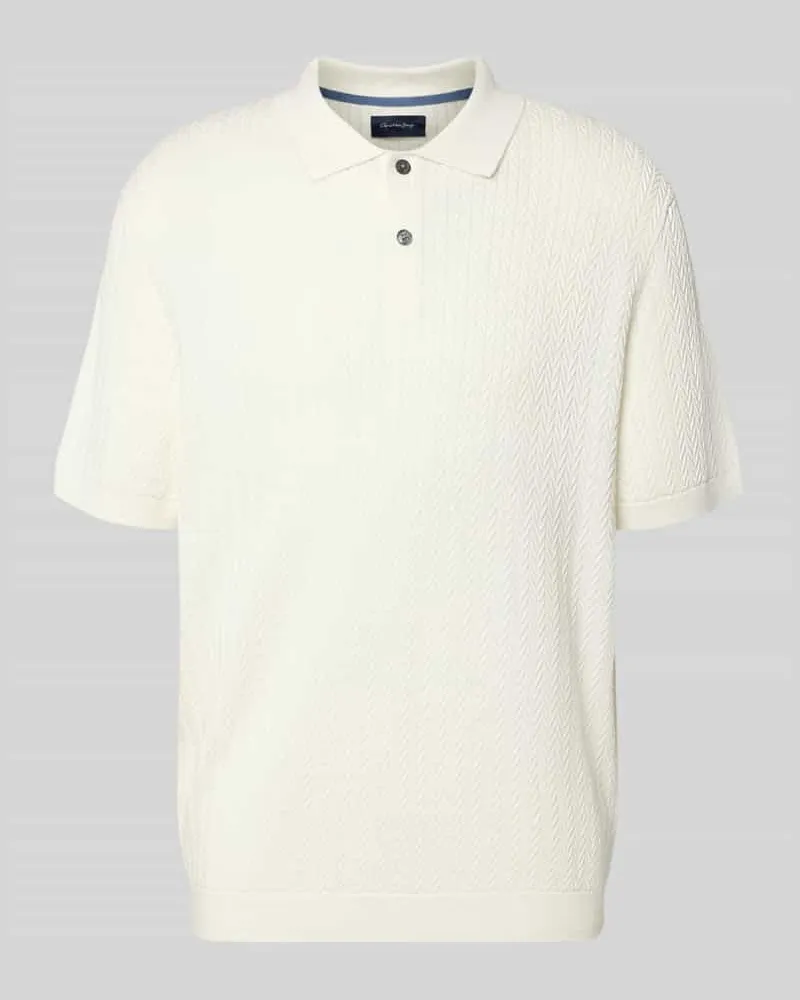 Christian Berg Regular Fit Poloshirt mit Strukturmuster Offwhite