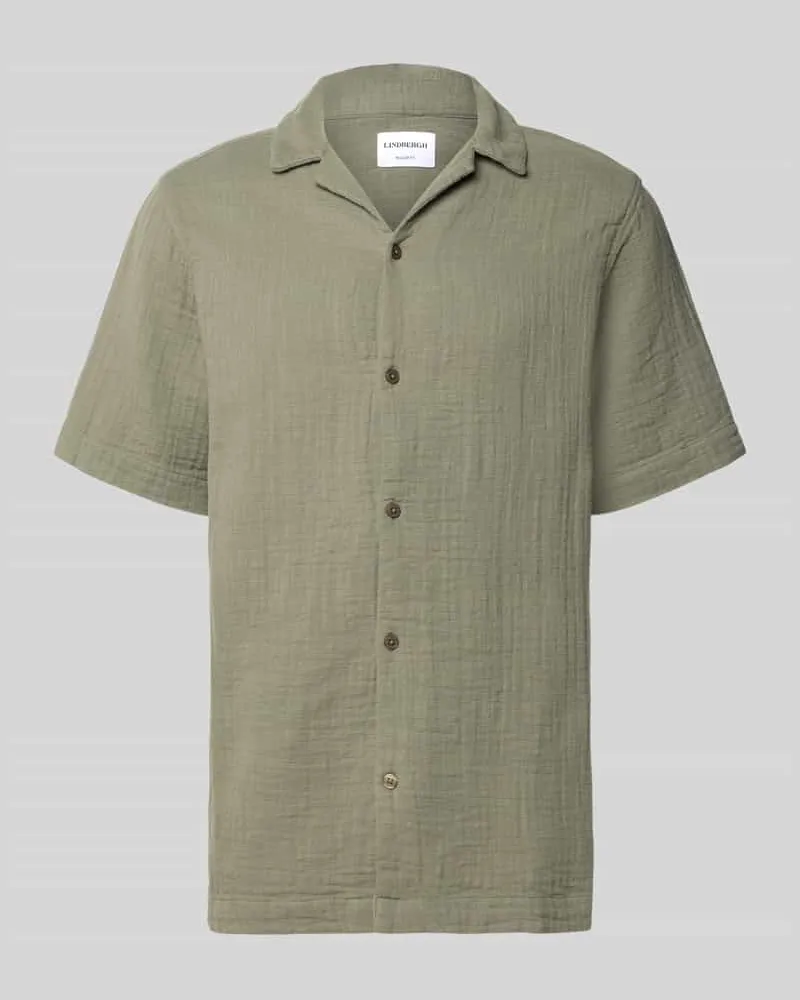 Lindbergh Relaxed Fit Freizeithemd mit Strukturmuster Khaki