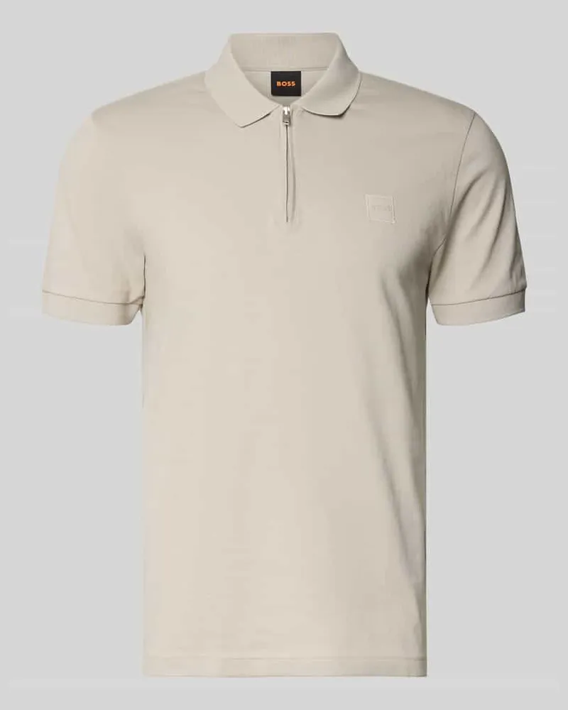 HUGO BOSS Slim Fit Poloshirt aus Baumwoll-Mix Modell 'PASSERZIP Sand