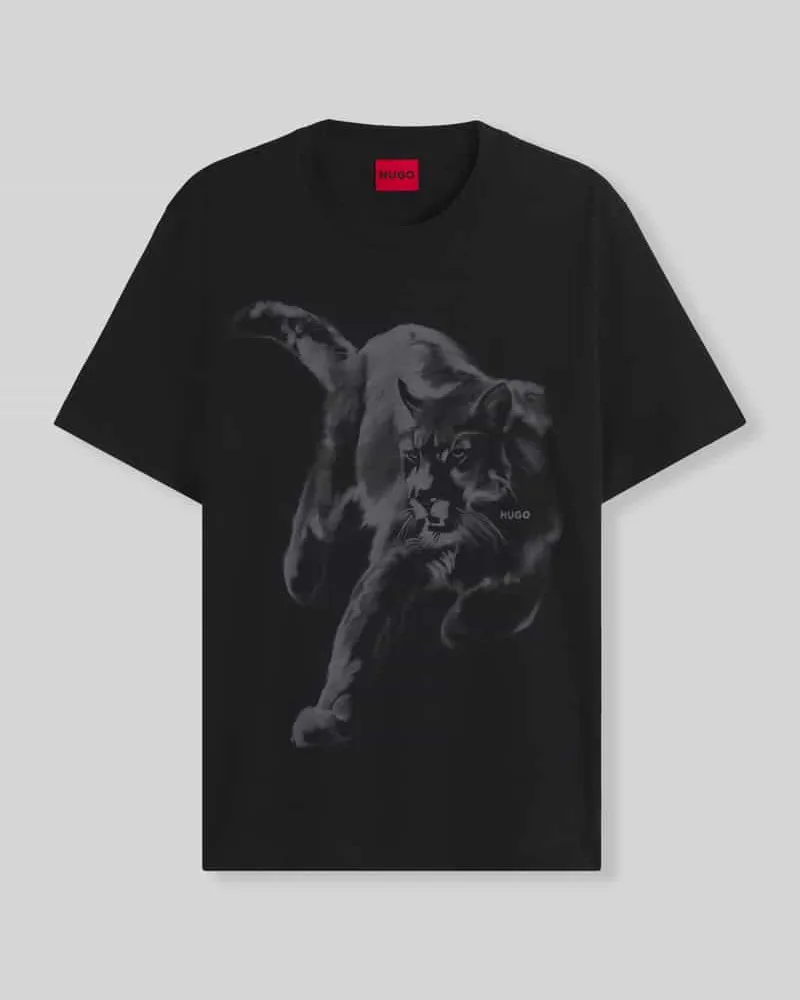 HUGO BOSS Regular Fit T-Shirt aus reiner Baumwolle Modell 'Daffilo Black