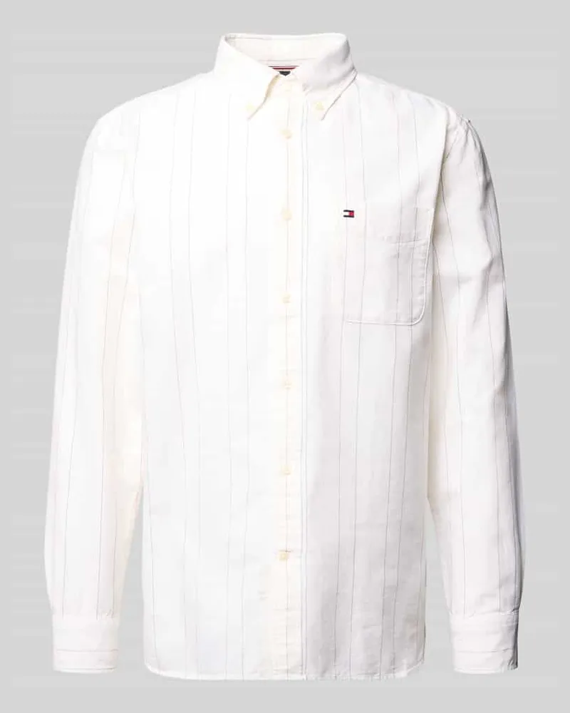 Tommy Hilfiger Regular Fit Freizeithemd aus reiner Baumwolle Offwhite
