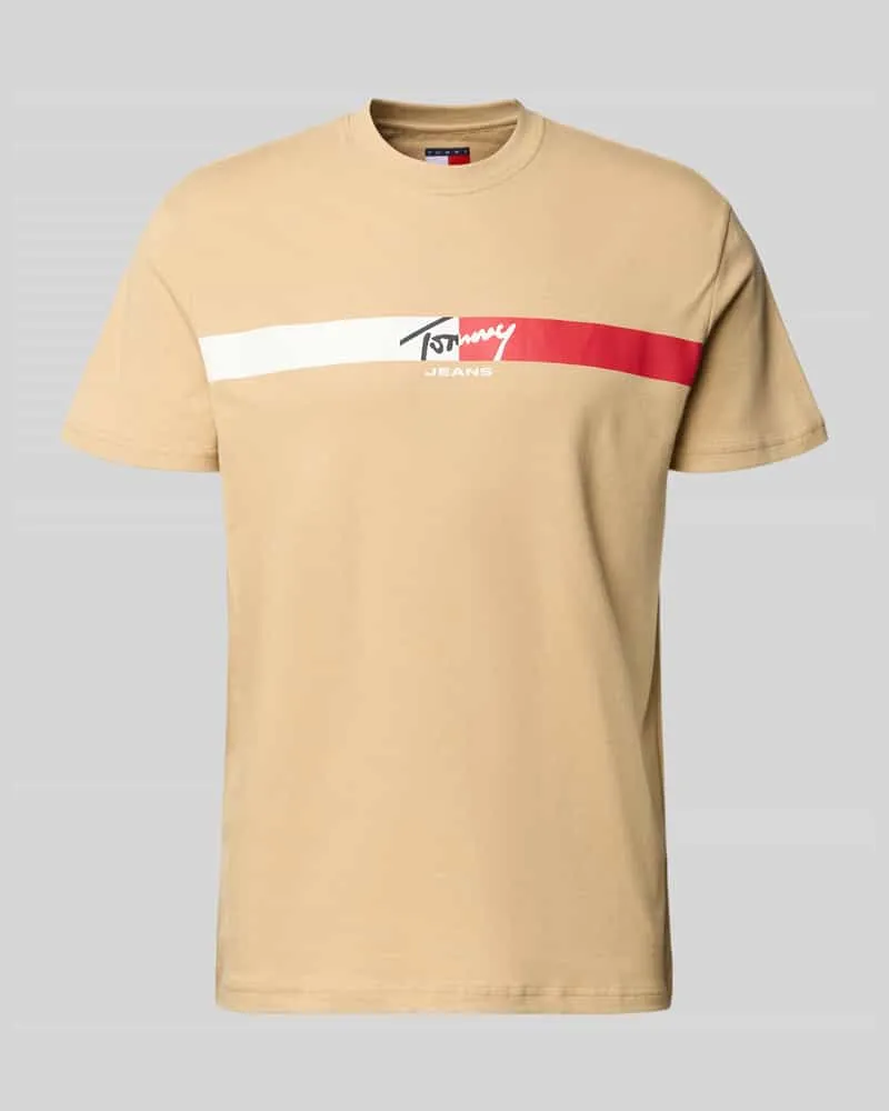 Tommy Hilfiger Regular Fit T-Shirt aus reiner Baumwolle Beige