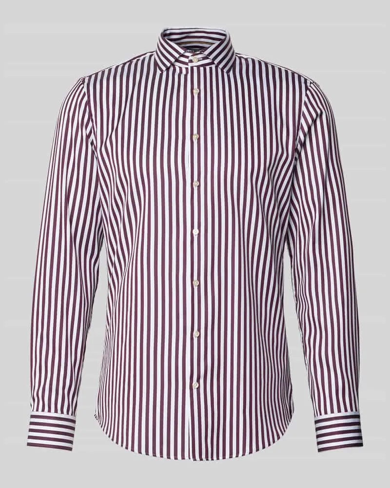 JAKE*S Slim Fit Business Hemd aus Baumwolle mit Haifischkragen Bordeaux