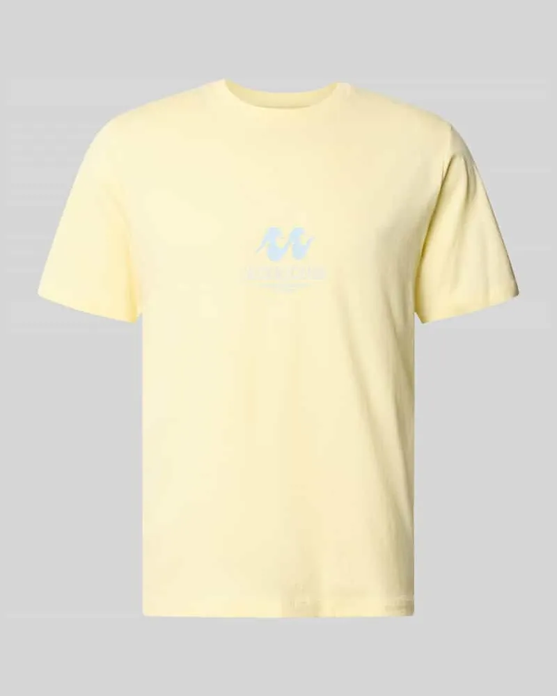 Jack & Jones Regular Fit T-Shirt mit Logo-Print Modell 'Eres Hellgelb