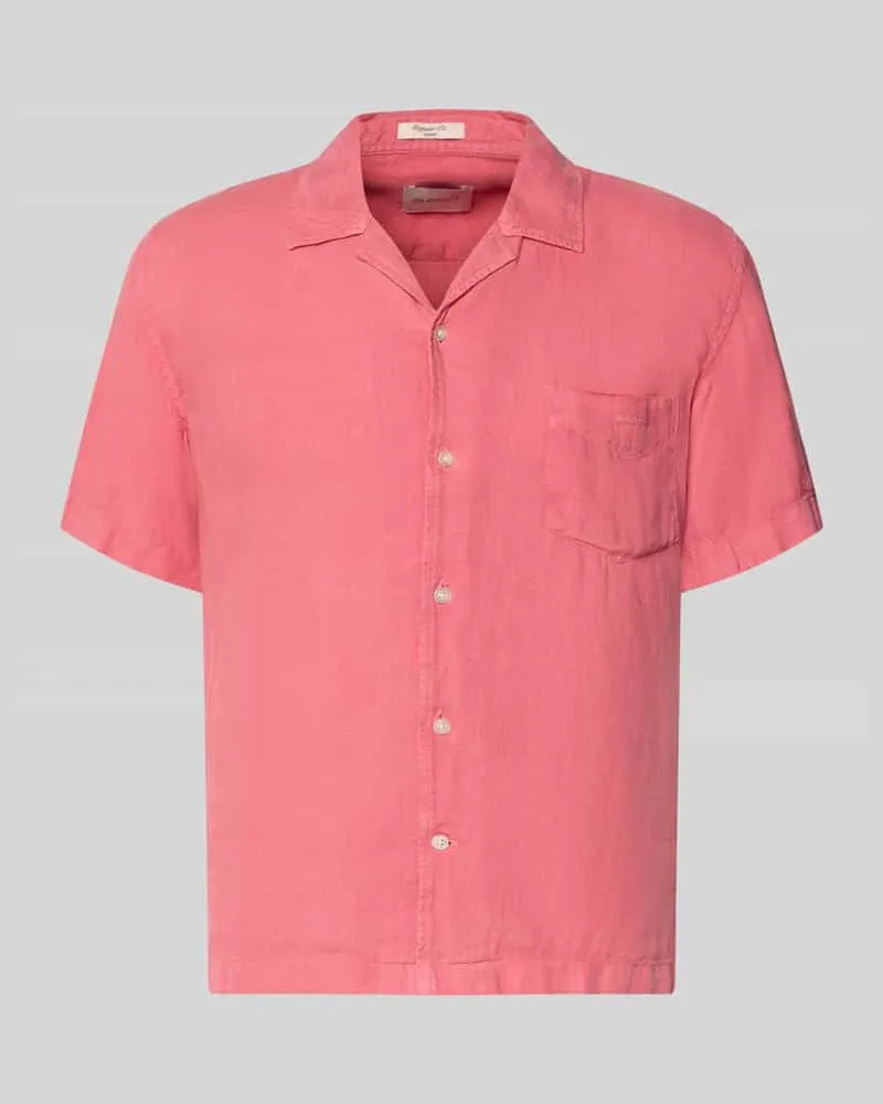 Gant Regular Fit Leinenhemd mit Brusttasche und Label-Stitching Rosa