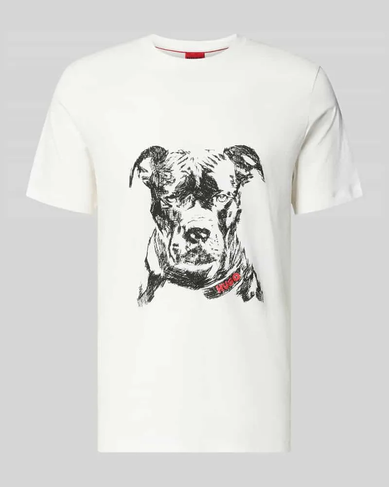 HUGO BOSS Regular Fit T-Shirt aus reiner Baumwolle Modell 'DUBROX Weiss