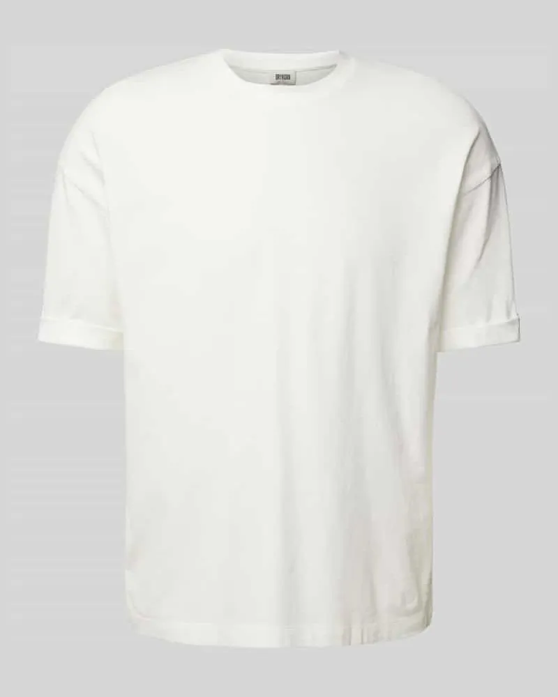 Drykorn T-Shirt mit geripptem Rundhalsausschnitt Modell 'NOLIEN Offwhite