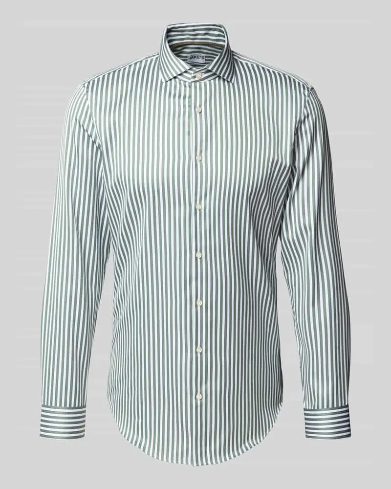 JAKE*S Super Slim Fit Business-Hemd mit Haifischkragen Dunkelgruen