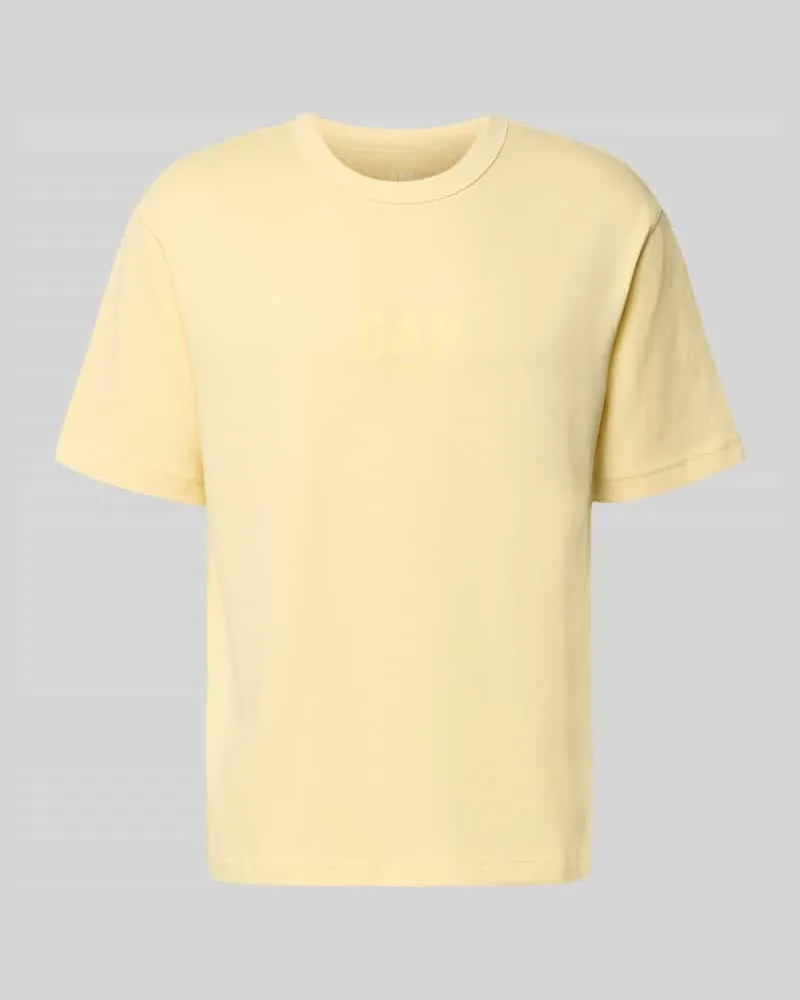 GAP T-Shirt mit Logo und Rundhalsausschnitt Hellgelb