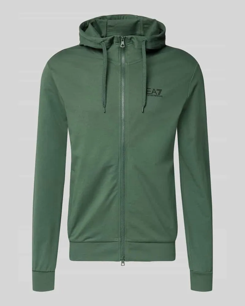 EA7 Slim Fit Sweatjacke mit Kapuze Gruen