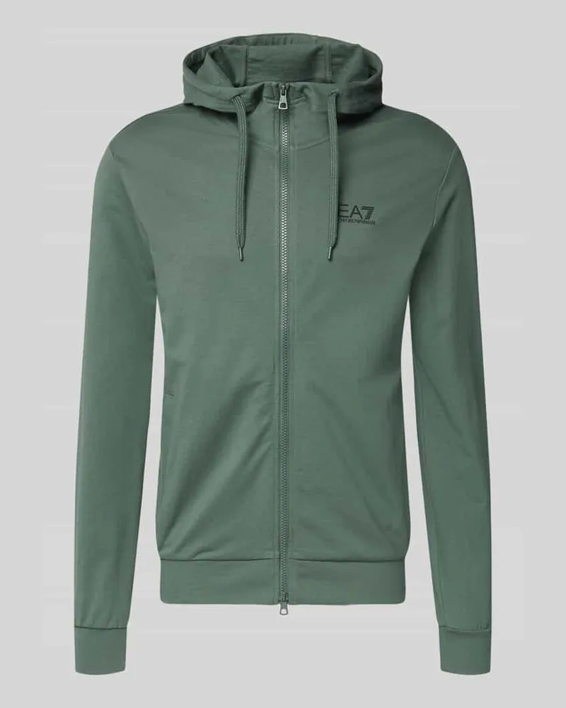 EA7 Slim Fit Sweatjacke mit Kapuze Gruen