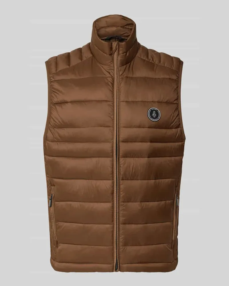 Jack & Jones Steppweste mit Reißverschlusstaschen Modell 'KINGSLEY Hellbraun