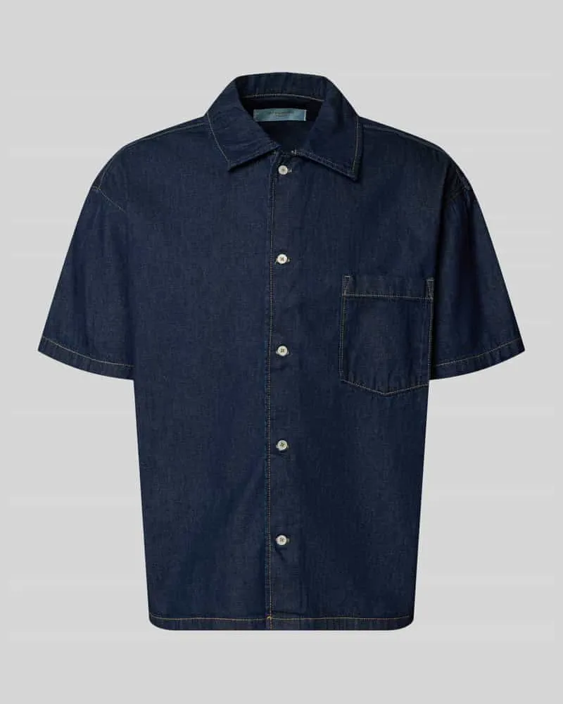 Jack & Jones Modern Fit Jeanshemd mit Brusttasche Modell 'AUSTIN Dunkelblau