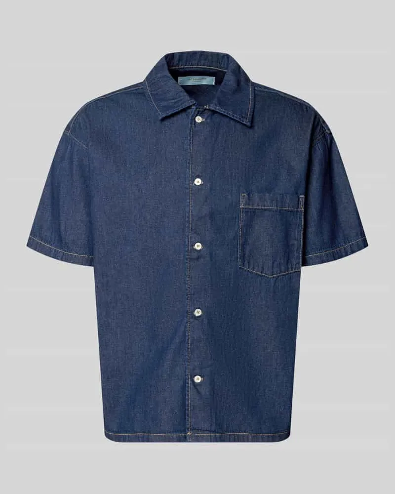 Jack & Jones Modern Fit Jeanshemd mit Brusttasche Modell 'AUSTIN Dunkelblau