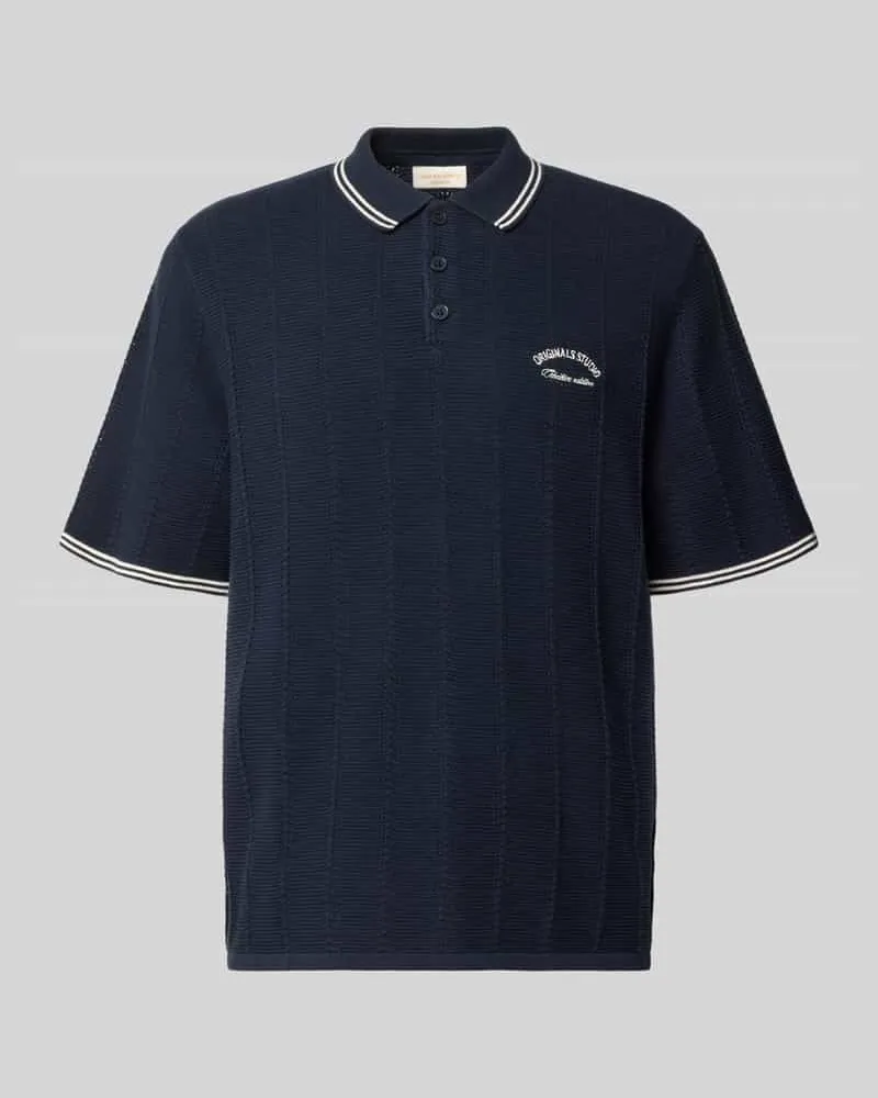 Jack & Jones Regular Fit Poloshirt in Strick-Optik Modell 'Menton Marine
