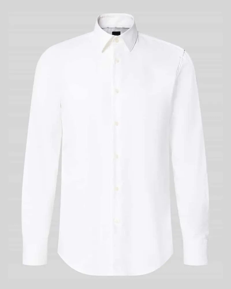 HUGO BOSS Slim Fit Businesshemd mit Kentkragen Weiss