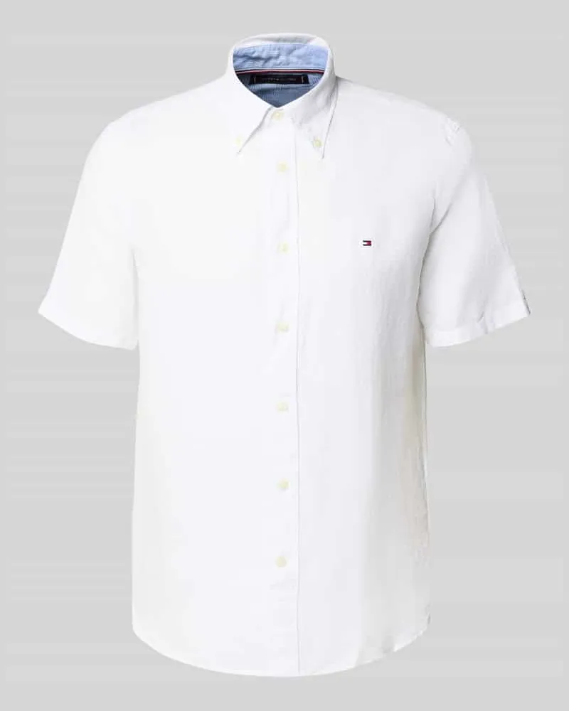 Tommy Hilfiger Regular Fit Freizeithemd aus Baumwoll-Leinen-Mix 