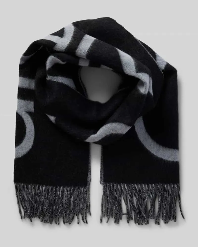 Calvin Klein Schal aus Wolle mit Label-Detail Black