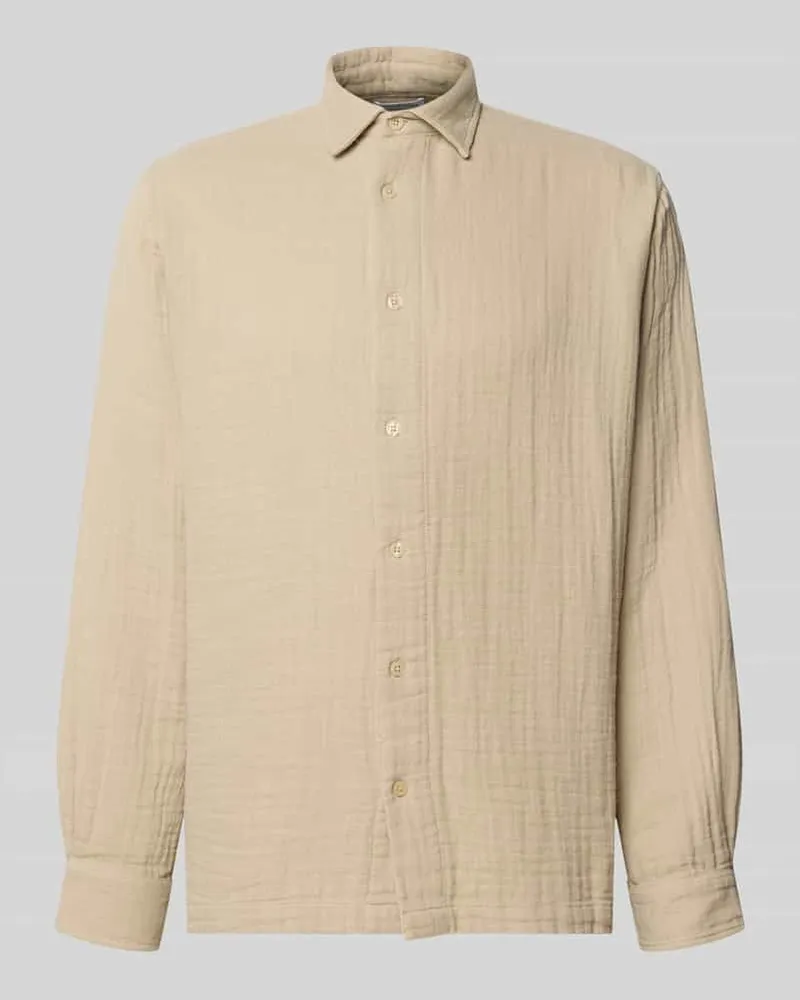 Lindbergh Regular Fit Freizeithemd mit Kentkragen Mud