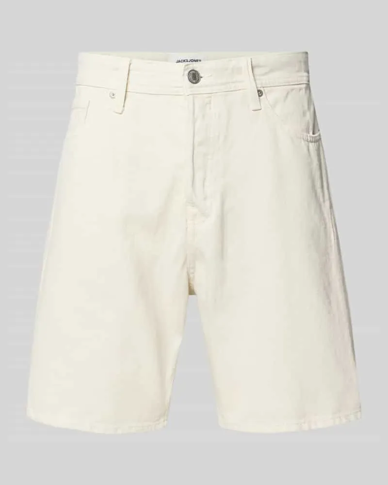 Jack & Jones Loose Fit Jeansshorts mit Eingrifftaschen Modell 'TONY Offwhite